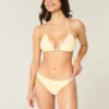 Braguita de bikini atrevida con doble tirante y ribete de estilo croché