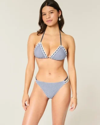 Braguita de bikini atrevida con doble tirante y ribete de estilo croché