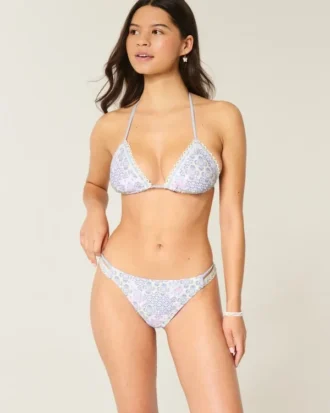 Braguita de bikini atrevida con doble tirante y ribete de estilo croché