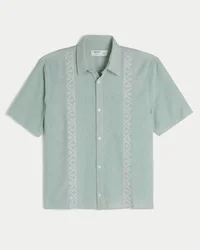 Camisa bordada de manga corta y corte cuadrado