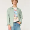 Camisa con botones de mezcla de lino
