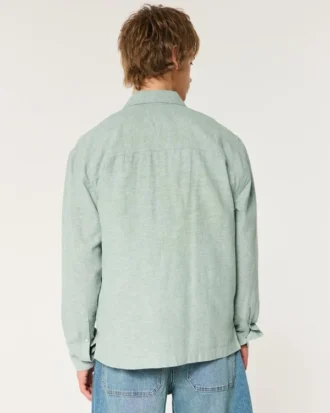 Camisa con botones de mezcla de lino