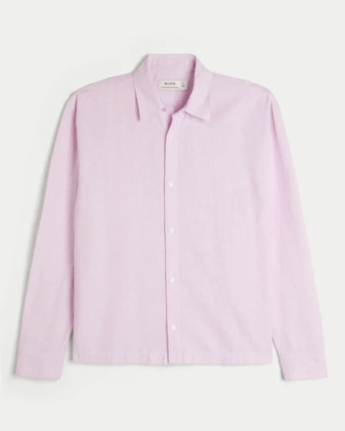 Camisa con botones de mezcla de lino