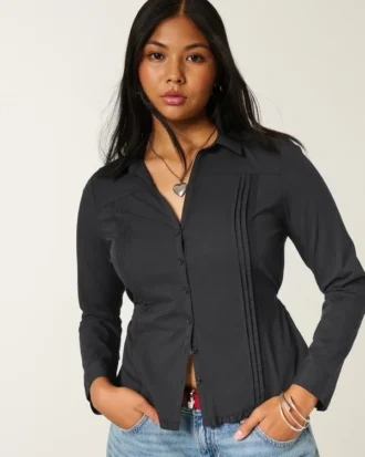 Camisa con encaje y botones