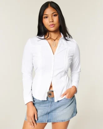 Camisa con encaje y botones