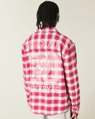 Camisa de franela con estampado de los Buckeyes de la Universidad Estatal de Ohio