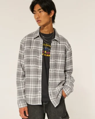 Camisa de franela con forro térmico y corte cuadrado