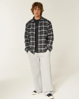 Camisa de franela con forro térmico y corte cuadrado