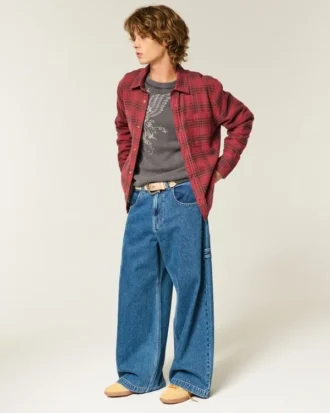 Camisa de franela con forro térmico y corte cuadrado