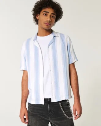 Camisa de manga corta con rayas texturizadas
