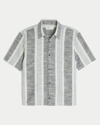Camisa de manga corta con rayas texturizadas