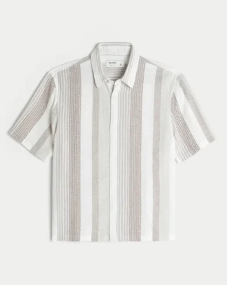 Camisa de manga corta con rayas texturizadas