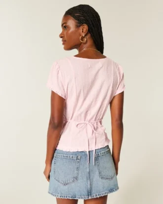 Camisa de manga corta con textura de popelín elástico