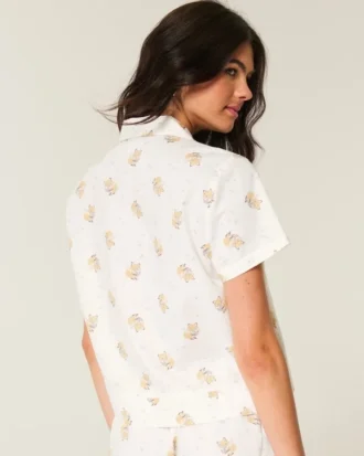 Camisa de manga corta de algodón Oxford
