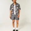Camisa de mezcla de lino con estampado de peces tropicales