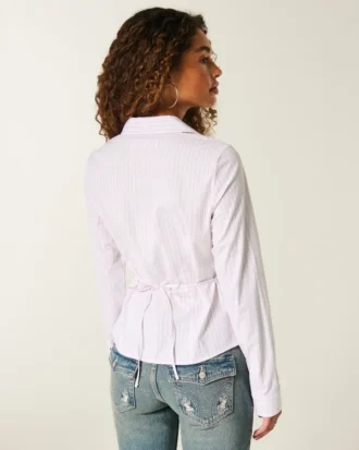 Camisa elástica de popelín con botones