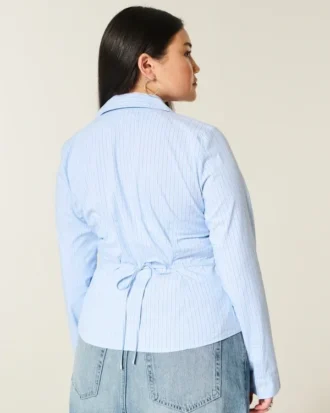 Camisa elástica de popelín con botones