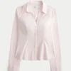 Camisa elástica de popelín con botones