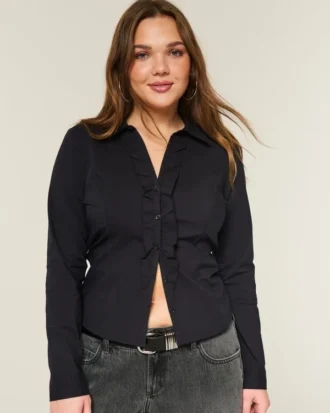 Camisa elástica de popelín estilo esmoquin