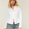 Camisa elástica de popelín estilo esmoquin