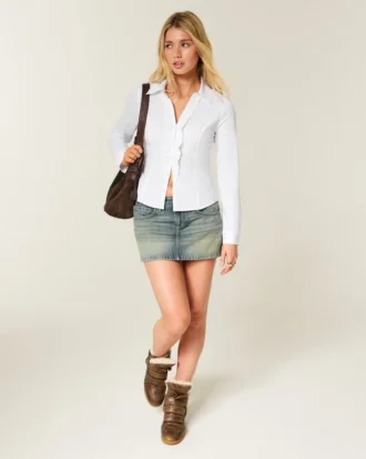 Camisa elástica de popelín estilo esmoquin