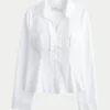 Camisa elástica de popelín estilo esmoquin