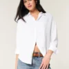 Camisa oversize de mezcla de lino
