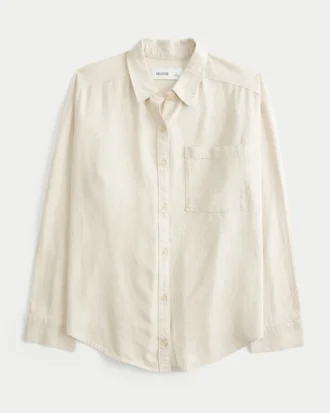 Camisa oversize de mezcla de lino