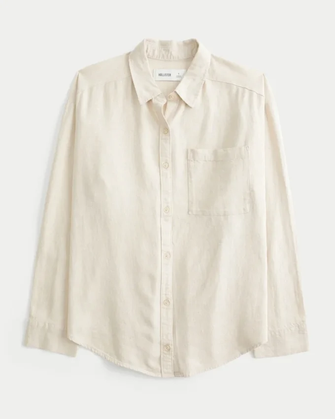 Camisa oversize de mezcla de lino