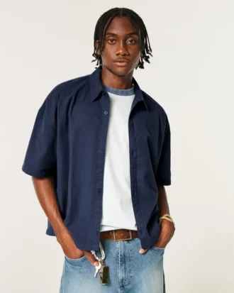 Camisa Oxford de manga corta superboxy