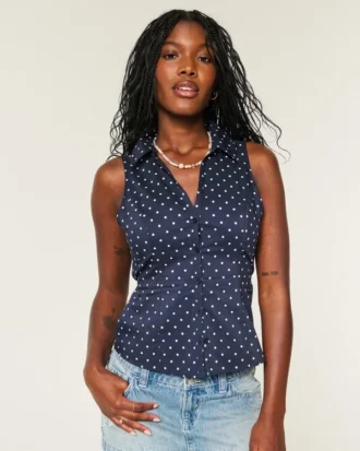 Camisa sin mangas con botones