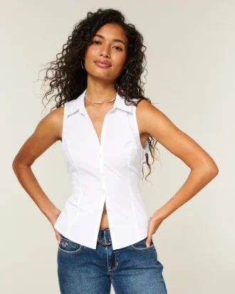 Camisa sin mangas con botones