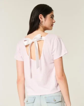 Camiseta con estampado floral y lazo fácil de atar