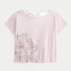 Camiseta con estampado floral y lazo fácil de atar