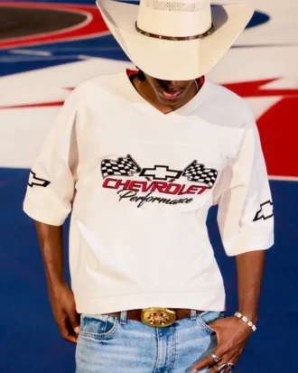 Camiseta corta holgada y gruesa con gráfico de Chevrolet