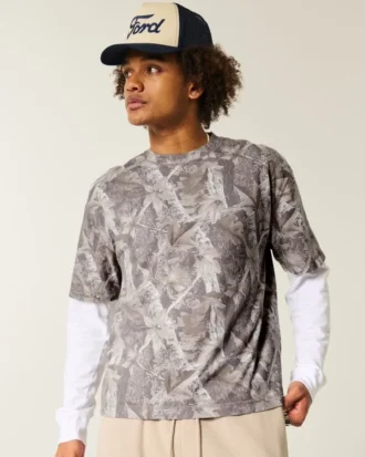 Camiseta corta y holgada de camuflaje grueso