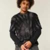 Camiseta de algodón grueso con cuello redondo y estampado tie-dye