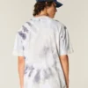 Camiseta de algodón grueso con cuello redondo y estampado tie-dye
