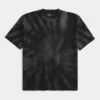 Camiseta de algodón grueso con cuello redondo y estampado tie-dye