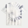 Camiseta de algodón grueso con cuello redondo y estampado tie-dye