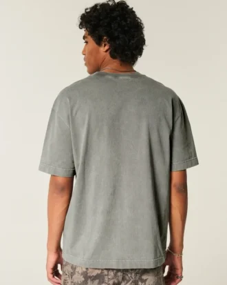 Camiseta de algodón lavado grueso y corte cuadrado