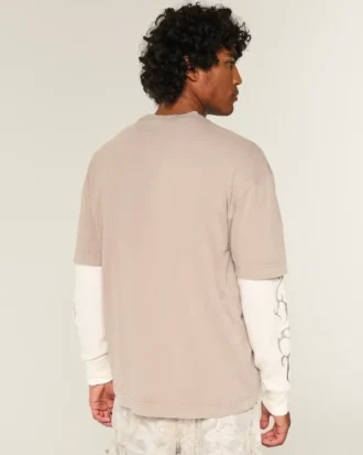 Camiseta de algodón lavado grueso y corte cuadrado
