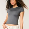 Camiseta de bebé con cuello redondo, tejido elástico suave y sin costuras