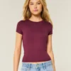 Camiseta de bebé con cuello redondo, tejido elástico suave y sin costuras