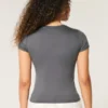 Camiseta de bebé con cuello redondo, tejido elástico suave y sin costuras