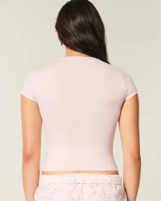 Camiseta de bebé con cuello redondo, tejido elástico suave y sin costuras