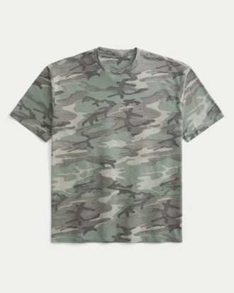 Camiseta de cuello redondo con efecto flameado