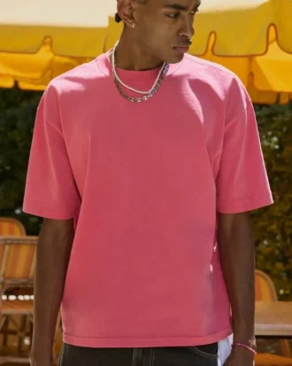 Camiseta de cuello redondo, lavada, gruesa y de corte cuadrado
