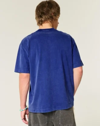 Camiseta de cuello redondo lavada, gruesa y holgada