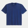 Camiseta de cuello redondo lavada, gruesa y holgada